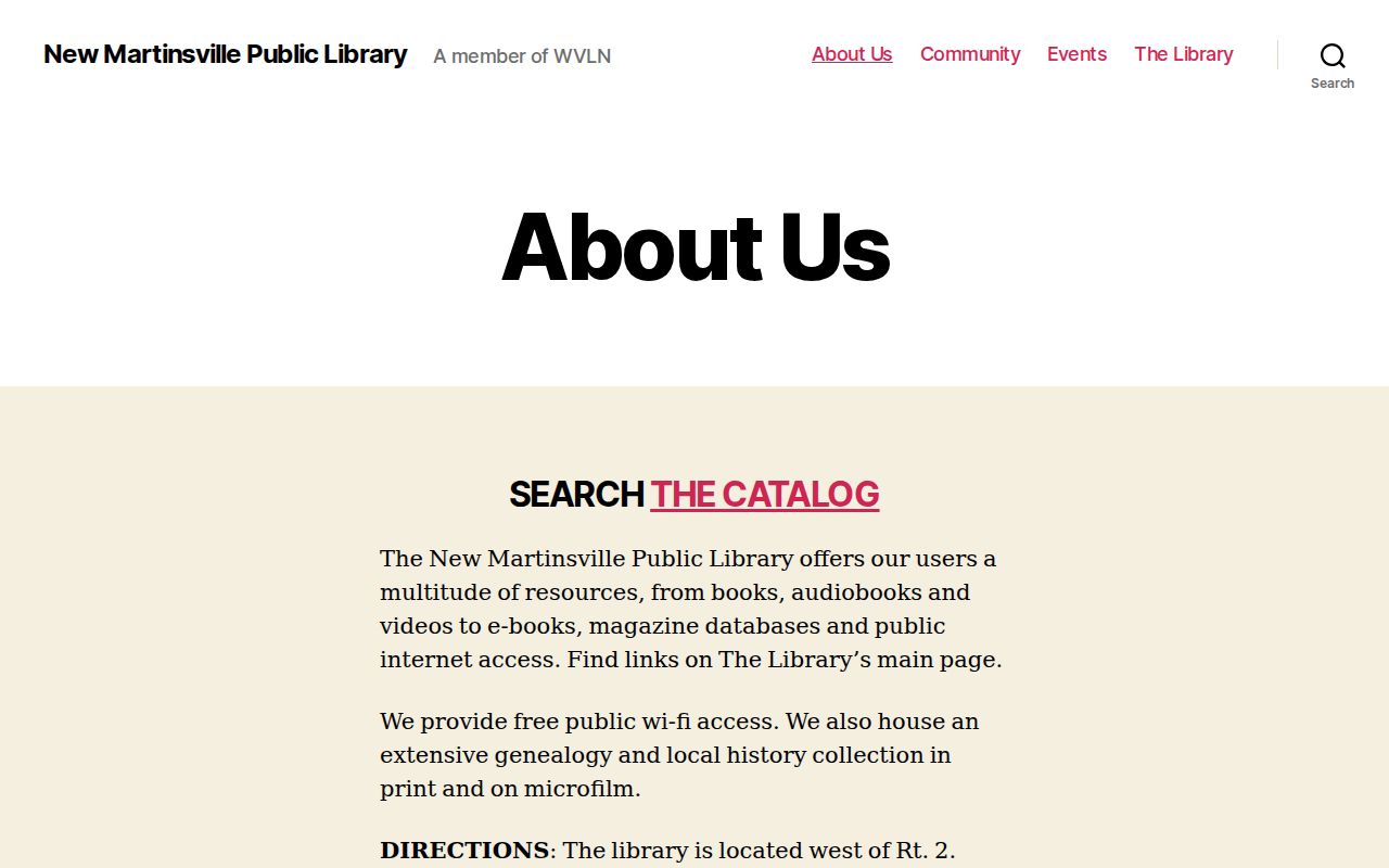 New Martinsville Public Library local history and genealogy information